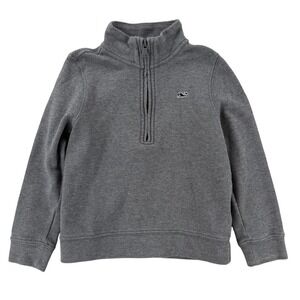 Vineyard Vines Sweatshirt Kids 5 Gray 1/4 Zip Pima Cotton Pullover Whale Logo